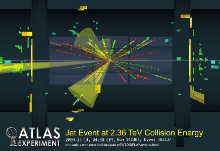 V úterý 8.12.2009 dosáhl ve srážkách LHC poprvé 2.36 T e V a Atlas zaznamenal první události při této energii.