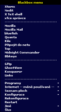 Ukázka
Blackbox menu