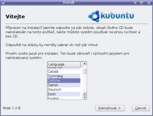 04 kubuntu 6.10 live install_vitejte_vyber_jazyka