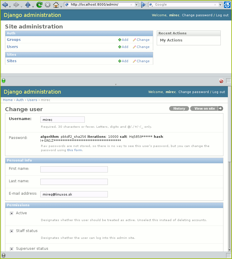 Django - administrátorské rozhranie