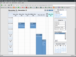 Webové rozhraní pro prohlížení kalendáře
