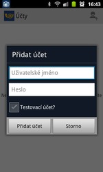 Datovka pro Andoid – dialog pro přidání účtu