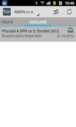 Datovka pro Android – seznam zpráv