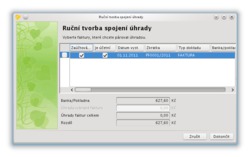 Výběr faktur při tvorbě ručního párování
