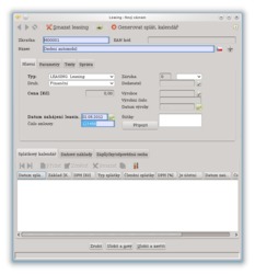 Vložení nového leasingu