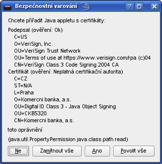 komerční banka, mojebanka: linux - konqueror-dialog