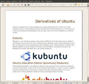 ubuntu 10.04 lucid lynx screenshot derivatives of ubuntu.doc OpenOffice.org Writer