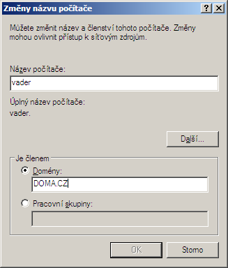 Přihlášení do domény
