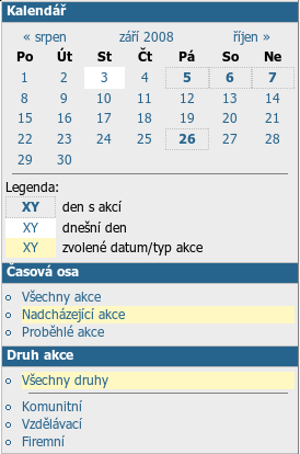 akce kalendar