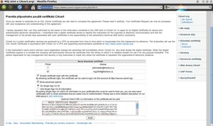 CAcert.org – žádost o certifikát.