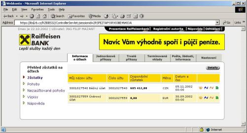 Zůstatek na účtě