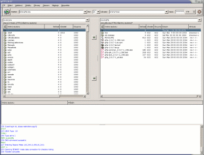 gFTP a dva
vzdálené systémy