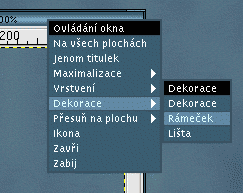Nabídku pro správu okna