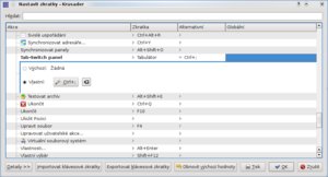 krusader 2.0 - editor klávesových zkratek