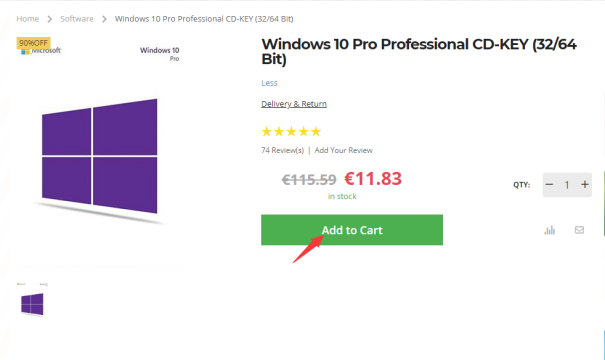 Windows 10 Pro Professional CD-Key (32/64 Bit)