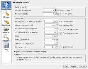 ktorrent - nastaveni