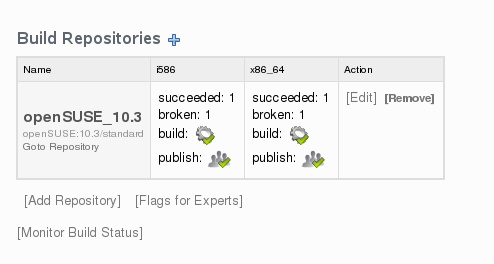 opensuse buildservice - Webové rozhraní pro přídávání repozitářů