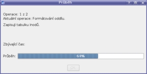 13 kubuntu 6.10 live install_pripravit_oblasti_qtparted_prubeh_formatovani_oddilu