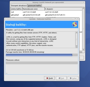 CentOS up2date stahovani balicku