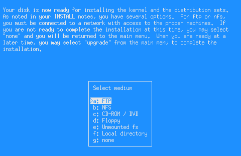 netbsd instalace select-medium