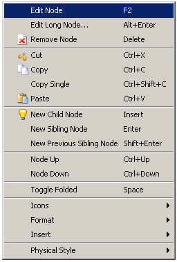 Obrázek 3: Kontextové menu pro uzel