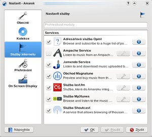 amarok2 internet nastaveni