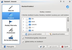 amarok2 kolekce nastaveni