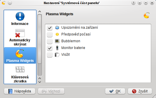 kde 4.4 systemtray plasmoids