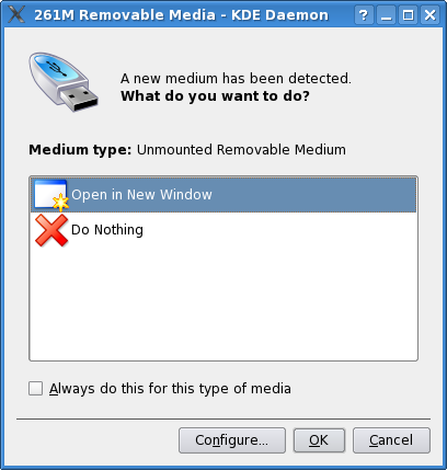 kde3.5 storage media notification