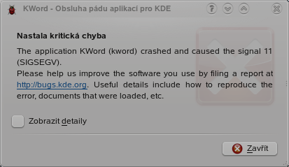kde4.1 koffice2 kword crash