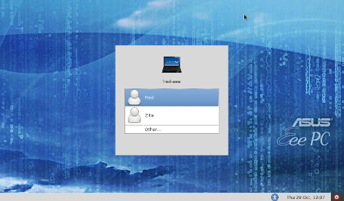 GDM Ubuntu 9.10. Asus EEE PC 1005HA