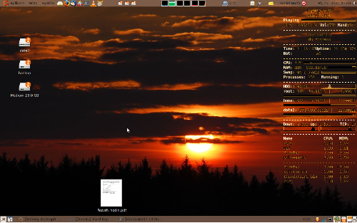 Gnome + výchozí téma Ubuntu 8.10 + conky