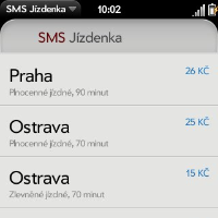 SMS jízdenka pro Palm Pre, obrázek 1