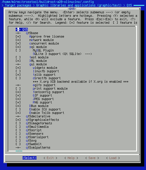 olinuxino menuconfig