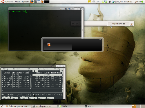 Compiz + Emerald - Beryl red theme (upravené), legacy engine.