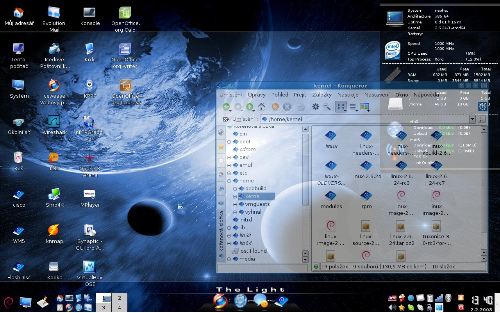 Debian Lenny + KDE 3.5.8 + Compiz Fusion + AWN